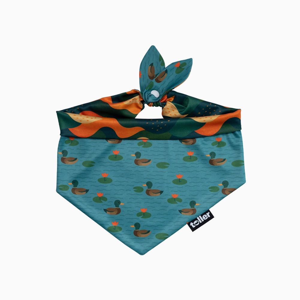 Dog bandana with duck pattern and 2 in 1 forest pattern
