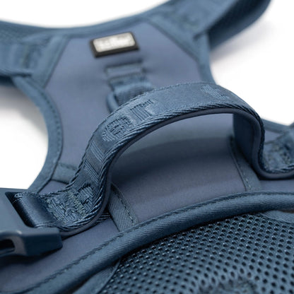 Detail of Toller navy dog harness