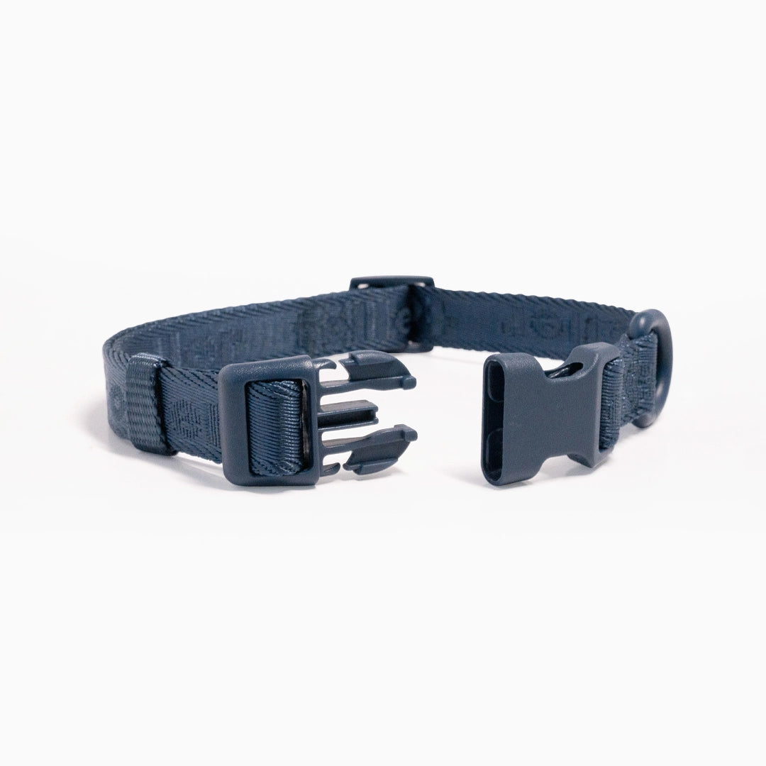 Toller navy dog collar buckle