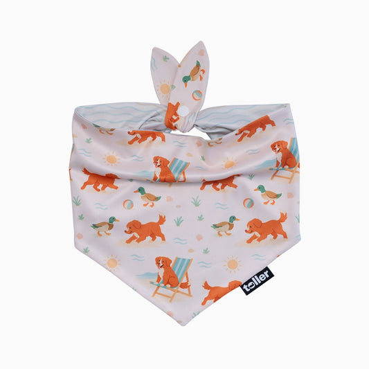 Dog bandana with cartoon dog pattern on a white background